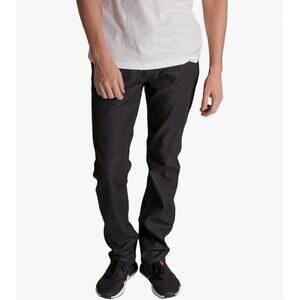KAYDEN K. Men's Black Slim/Straight Fit 5 Pocket Stretch Denim Zip Fly Jean Pant